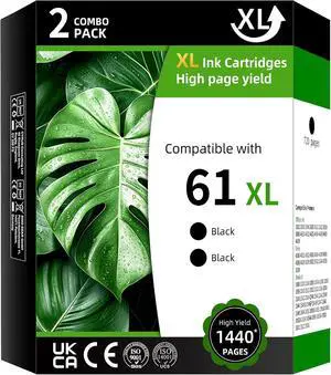 61XL High Yield Ink Cartridge Replacement for HP61XL HP61 61 XL Combo Pack Compatible with HP Envy 4500 OfficeJet 1012 DeskJet 1000 2546P 2546R (Black 2 Pack) 61XL High Yield Ink Cartridge Replacement for HP61XL HP61 61 XL Combo Pack Compatible with HP Envy 4500 OfficeJet 1012 DeskJet 1000 2546P 2546R (Black 2 Pack)