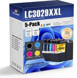 LC3029XXL Ink Cartridges 5 Pack Super High Yield Replacement for Brother LC3029 LC3029 XXL Work with MFC-J5830DW MFC-J5830DWXL MFC-J5930DW MFC-J6535DW MFC-J6535DWXL MFC-J6935DW Printers (2BK/C/M/Y) LC3029XXL Ink Cartridges 5 Pack Super High Yield Replacement for Brother LC3029 LC3029 XXL Work with MFC-J5830DW MFC-J5830DWXL MFC-J5930DW MFC-J6535DW MFC-J6535DWXL MFC-J6935DW Printers (2BK/C/M/Y)