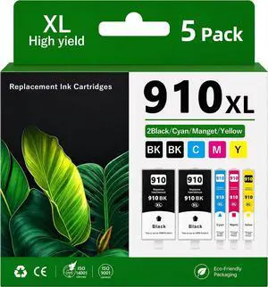 910XL Ink Cartridges Combo Pack, 2Black Cyan Magenta Yellow, 5 Pack 910XL Ink Cartridges Combo Pack, 2Black Cyan Magenta Yellow, 5 Pack