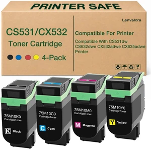 75M10K0 75M10C0 75M10M0 75M10Y0 Toner Cartridge Replacement for Lexmark CS531 CX532 Toner Work for CS531 CS531dw CX532 CX532adwe CS632 CS632dwe CX635 CX635adwe Printer 4-Pack 75M10K0 75M10C0 75M10M0 75M10Y0 Toner Cartridge Replacement for Lexmark CS531 CX532 Toner Work for CS531 CS531dw CX532 CX532adwe CS632 CS632dwe CX635 CX635adwe Printer 4-Pack