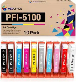 PFI5100 Ink Cartridges Replacement for Canon PFI-5100 10-Pack PFI5100 Ink Cartridges Replacement for Canon PFI-5100 10-Pack