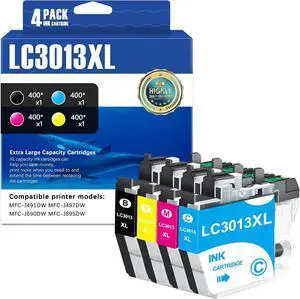 SFINK LC3013 Ink Cartridges 4-Pack BK/C/M/Y High Yield Replacement for Brother LC3013 LC3011 LC3013XL Ink Cartridges Work with MFC-J491DW MFC-J497DW MFC-J690DW MFC-J895DW Printer SFINK LC3013 Ink Cartridges 4-Pack BK/C/M/Y High Yield Replacement for Brother LC3013 LC3011 LC3013XL Ink Cartridges Work with MFC-J491DW MFC-J497DW MFC-J690DW MFC-J895DW Printer