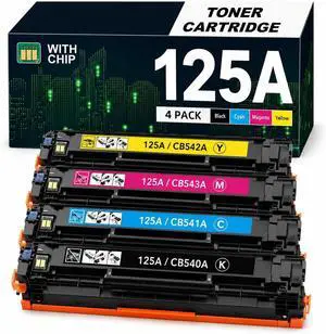 LUMSON 125A Toner Cartridge 4 Pack with Chip Compatible with HP CB540A LUMSON 125A Toner Cartridge 4 Pack with Chip Compatible with HP CB540A