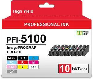 PRO310 PFI5100 Ink Cartridges High Yield Compatible for Canon PFI-5100 Ink PRO310 PFI5100 Ink Cartridges High Yield Compatible for Canon PFI-5100 Ink
