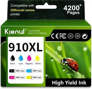 910XL Ink Cartridges 4 Pack High Yield Replacement for HP 910 XL Ink Cartridge, Work with OfficeJet 8010 8015 8018 8022 OfficeJet Pro 8020 8025 8028 8030 8035 8020e 8025e 8028e Printers (BK/C/M/Y) 910XL Ink Cartridges 4 Pack High Yield Replacement for HP 910 XL Ink Cartridge, Work with OfficeJet 8010 8015 8018 8022 OfficeJet Pro 8020 8025 8028 8030 8035 8020e 8025e 8028e Printers (BK/C/M/Y)