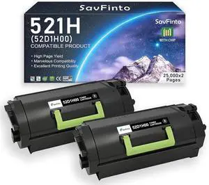 521H 52D1H00 Toner Cartridge (2.5K Pages) Compatible with Lexmark MS710 MS710dn MS711 MS810 MS810dn MS810n MS811 MS812 MX710 MX710de MX711 MX810 MX811 MX812 Printer (Black, 2-Pack) 521H 52D1H00 Toner Cartridge (2.5K Pages) Compatible with Lexmark MS710 MS710dn MS711 MS810 MS810dn MS810n MS811 MS812 MX710 MX710de MX711 MX810 MX811 MX812 Printer (Black, 2-Pack)