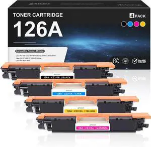 126A Toner Cartridge 4 Pack Replacement for HP 126A CE310A CE311A Toner 126A Toner Cartridge 4 Pack Replacement for HP 126A CE310A CE311A Toner