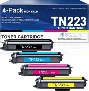 TN223 TN-223BK/C/M/Y Toner 4 Pack Replacement for Brother TN223 Toner TN223 TN-223BK/C/M/Y Toner 4 Pack Replacement for Brother TN223 Toner