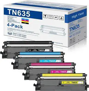 TN635 TN635XL Toner Cartridges (4 Pack) Replacement for Brother TN635 TN635 TN635XL Toner Cartridges (4 Pack) Replacement for Brother TN635