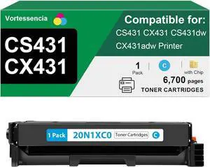 CS431 CX431 High Capacity 20N1XC0 Toner Cartridges Compatible for Lexmark CS431 CX431 CS431dw, CX431adw Printer, 1 Pack 6,700 Pages CS431 CX431 High Capacity 20N1XC0 Toner Cartridges Compatible for Lexmark CS431 CX431 CS431dw, CX431adw Printer, 1 Pack 6,700 Pages