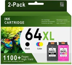 64XL Black and Color Ink Cartridges Replacement for HP 64 64 XL 64XL Black and Color Ink Cartridges Replacement for HP 64 64 XL