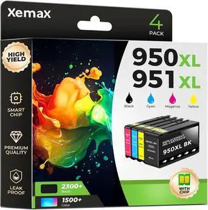 950XL and 951XL Ink Cartridges Combo Pack Compatible for HP Printers Ink 950 XL 951 XL HP951XL HP950XL Use for Office jet Pro 8600 8610 8620 8615 8660 276DW 251DW 271DW 8120e Series (4-Pack, BKCMY) 950XL and 951XL Ink Cartridges Combo Pack Compatible for HP Printers Ink 950 XL 951 XL HP951XL HP950XL Use for Office jet Pro 8600 8610 8620 8615 8660 276DW 251DW 271DW 8120e Series (4-Pack, BKCMY)