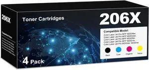206X Toner Cartridges 4 Pack High Yield Laser jet Pro MFP M283fdw M283cdw 206X Toner Cartridges 4 Pack High Yield Laser jet Pro MFP M283fdw M283cdw