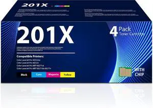 201X Toner Replacement for HP 201X Toner Cartridges 4 Pack High Yield CF400X CF401X CF402X CF403X Compatible with Color LaserJet Pro M252dw M252n MFP M277c6 M277dw Printer (Black Cyan Magenta Yellow) 201X Toner Replacement for HP 201X Toner Cartridges 4 Pack High Yield CF400X CF401X CF402X CF403X Compatible with Color LaserJet Pro M252dw M252n MFP M277c6 M277dw Printer (Black Cyan Magenta Yellow)