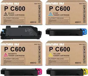 P C600 Toner Cartridge High Yield with Chip Replacement for Ricoh PC600 Toner (408310 408311 408312 408313) for Savin Lanier P C600 PC600 Printers (4Packs,Black, Cyan, Magenta, Yellow) P C600 Toner Cartridge High Yield with Chip Replacement for Ricoh PC600 Toner (408310 408311 408312 408313) for Savin Lanier P C600 PC600 Printers (4Packs,Black, Cyan, Magenta, Yellow)