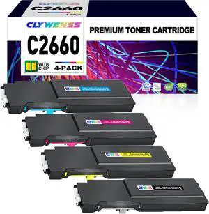 Compatible C2660 C2665 Toner Cartridge Set Replacement for Dell C2660dn C2665dnf Printer, 593-BBBU(BK) 593-BBBT(C) 593-BBBS(M) 593-BBBR(Y), 4-Pack Compatible C2660 C2665 Toner Cartridge Set Replacement for Dell C2660dn C2665dnf Printer, 593-BBBU(BK) 593-BBBT(C) 593-BBBS(M) 593-BBBR(Y), 4-Pack