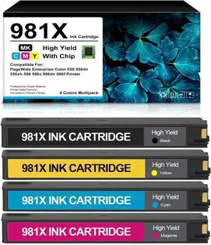 High Yield 981X Ink Cartridges 4-Pack L0R12A L0R09A L0R10A L0R11A High Yield 981X Ink Cartridges 4-Pack L0R12A L0R09A L0R10A L0R11A