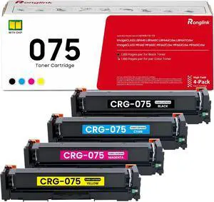 075 Toner Cartridge with Chip 4-Pack 075 075H CRG075, 1,300 Pages 075 Toner Cartridge with Chip 4-Pack 075 075H CRG075, 1,300 Pages
