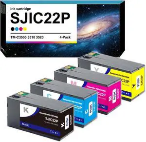 SJIC22P Pigment Ink Cartridge Replacment for ColorWorks TM-C3500 TM-C3510 TM-C3520 TMC3500 Printer (C33S020577, C33S020581, C33S020582, C33S020583) SJIC22P Pigment Ink Cartridge Replacment for ColorWorks TM-C3500 TM-C3510 TM-C3520 TMC3500 Printer (C33S020577, C33S020581, C33S020582, C33S020583)
