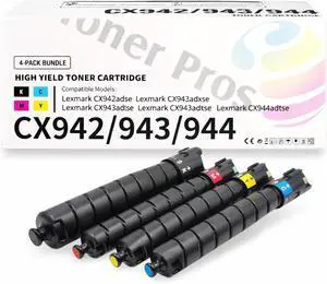 Toner Pros Compatible Toner Cartridges for Lexmark CX942/943/944 High Yield Replacement for OEM 83D0HK0, 83D0HC0, 83D0HM0, 83D0HY0 Black, Cyan, Magenta, Yellow 4-Pack Toner Pros Compatible Toner Cartridges for Lexmark CX942/943/944 High Yield Replacement for OEM 83D0HK0, 83D0HC0, 83D0HM0, 83D0HY0 Black, Cyan, Magenta, Yellow 4-Pack