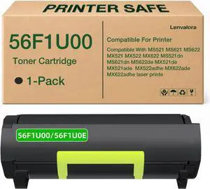 56F1U00 Toner Cartridge Ultra High Yield Replacement for Lexmark 56F1U00 56F1H00 Black Toner Compatible for Lexmark MS521 MS621 MS622 MX521 MX522 MX622 MS521dn MX521ade MS621dn Printers 25000 Pages 56F1U00 Toner Cartridge Ultra High Yield Replacement for Lexmark 56F1U00 56F1H00 Black Toner Compatible for Lexmark MS521 MS621 MS622 MX521 MX522 MX622 MS521dn MX521ade MS621dn Printers 25000 Pages
