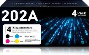202A Toner Cartridges 4 Pack Replacement for HP 202A CF500A M281fdw 202A Toner Cartridges 4 Pack Replacement for HP 202A CF500A M281fdw