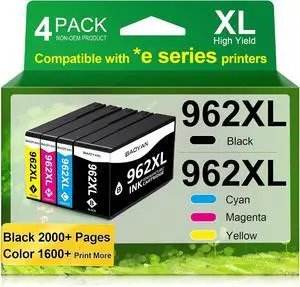 962XL Ink Cartridges Replacement for HP 962XL Ink Cartridges Combo Pack Work for Officejet Pro 9015e 9010 9015 9025e 9018 9020 9025 9018e 9012e 9016 Printer Black Color (4 Pack) 962XL Ink Cartridges Replacement for HP 962XL Ink Cartridges Combo Pack Work for Officejet Pro 9015e 9010 9015 9025e 9018 9020 9025 9018e 9012e 9016 Printer Black Color (4 Pack)