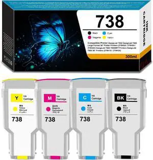 SRITE 738 DesignJet Ink Cartridges (300ml X 4 Black Cyan Magenta Yellow) SRITE 738 DesignJet Ink Cartridges (300ml X 4 Black Cyan Magenta Yellow)