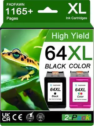 64XL Ink Cartridges Black/Color Combo Pack (2-Packs) High Yield - Replacement for HP Ink 64 64XL Work with Envy Photo 6220 6222 6230 6234 7120 7130 7132 7134 7800 7820 7830 7855, Tango Series Printer 64XL Ink Cartridges Black/Color Combo Pack (2-Packs) High Yield - Replacement for HP Ink 64 64XL Work with Envy Photo 6220 6222 6230 6234 7120 7130 7132 7134 7800 7820 7830 7855, Tango Series Printer