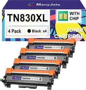 4 Black TN830XL TN830 Toner Compatible for Brother TN830XL, 4 Pack 4 Black TN830XL TN830 Toner Compatible for Brother TN830XL, 4 Pack