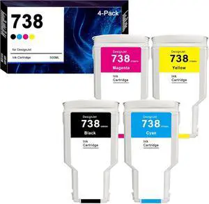 738 Ink Cartridge 300ml HP 738 498N8A 676M6A 676M7A 676M8A Replacement for DesignJet T850 DesignJet T950 Large Format Printer (4-Pack,Black/Cyan/Magenta/Yellow) 738 Ink Cartridge 300ml HP 738 498N8A 676M6A 676M7A 676M8A Replacement for DesignJet T850 DesignJet T950 Large Format Printer (4-Pack,Black/Cyan/Magenta/Yellow)
