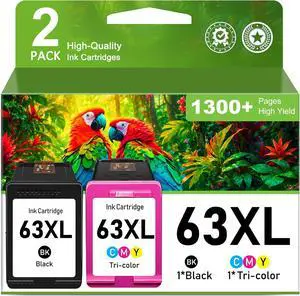 63XL Ink Cartridges Black and Color Replacement for HP Ink 63 63XL Ink 63XL Ink Cartridges Black and Color Replacement for HP Ink 63 63XL Ink