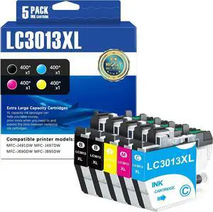 SFINK LC3013 Ink Cartridges 5-Pack Set BK/C/M/Y High Yield Replacement for Brother LC3013 LC3013XL LC3011 Ink Cartridges Compatible with MFC-J491DW MFC-J497DW MFC-J690DW MFC-J895DW Printer SFINK LC3013 Ink Cartridges 5-Pack Set BK/C/M/Y High Yield Replacement for Brother LC3013 LC3013XL LC3011 Ink Cartridges Compatible with MFC-J491DW MFC-J497DW MFC-J690DW MFC-J895DW Printer