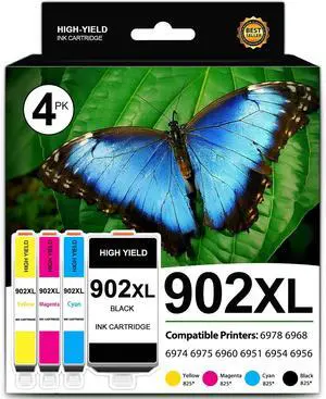 902 902XL Ink Cartridges Replacement for HP 902 XL Ink Cartridges (4 Pack Black Cyan Magenta Yellow) for Officejet Pro 6978 6968 6960 6970 Officejet 6951 6954 6956 6958 Printer 902 902XL Ink Cartridges Replacement for HP 902 XL Ink Cartridges (4 Pack Black Cyan Magenta Yellow) for Officejet Pro 6978 6968 6960 6970 Officejet 6951 6954 6956 6958 Printer
