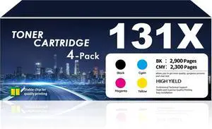 131X Toner Cartridges 4 Pack High Yield (Black, Cyan, Magenta, Yellow) 131X Toner Cartridges 4 Pack High Yield (Black, Cyan, Magenta, Yellow)