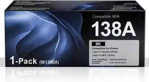 138A W1380A Black Toner Cartridge 1-Pack Replacement for HP 138X W1380X 138A W1380A Work for Laser Pro 3001dw 3001fdw, Laser Jet Pro MFP 3101fdw Series Printer, W1380 138X 138A 138A W1380A Black Toner Cartridge 1-Pack Replacement for HP 138X W1380X 138A W1380A Work for Laser Pro 3001dw 3001fdw, Laser Jet Pro MFP 3101fdw Series Printer, W1380 138X 138A