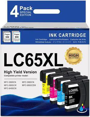 MOLIMER LC65XL LC65 Ink Cartridges Set High Yield, 4 Pack Replacement for Brother LC65XL LC61 Cartridges for MFC-490CW MFC-495CW MFC-6490CW MFC-6890CDW Printer Ink (BK/C/M/Y) MOLIMER LC65XL LC65 Ink Cartridges Set High Yield, 4 Pack Replacement for Brother LC65XL LC61 Cartridges for MFC-490CW MFC-495CW MFC-6490CW MFC-6890CDW Printer Ink (BK/C/M/Y)