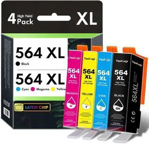 564XL Ink Cartridges Combo Pack Replacement for HP 564XL 564 Ink, Work with Photosmart 7520 7510 7525 5520 5510 6510 6520 DeskJet 3522 3521 Printer (4-Pack, 1Black/1Cyan/1Magenta/1Yellow) 564XL Ink Cartridges Combo Pack Replacement for HP 564XL 564 Ink, Work with Photosmart 7520 7510 7525 5520 5510 6510 6520 DeskJet 3522 3521 Printer (4-Pack, 1Black/1Cyan/1Magenta/1Yellow)