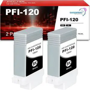 QUEENPRINT Pfi-120 Ink Cartridge pfi120 Pigment Replacement for Canon pfi 120 imagePROGRAF TM-200 TM-205 TM-300 TM-305 (2 MBK -2Pack) QUEENPRINT Pfi-120 Ink Cartridge pfi120 Pigment Replacement for Canon pfi 120 imagePROGRAF TM-200 TM-205 TM-300 TM-305 (2 MBK -2Pack)