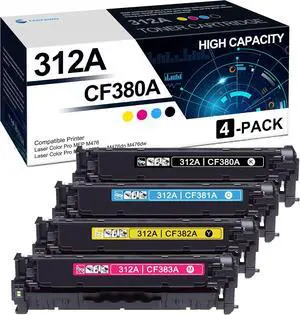 312A Toner Cartridges 4 Pack(BK/C/M/Y): CF380A CF381A CF382A CF383A Toner 312A Toner Cartridges 4 Pack(BK/C/M/Y): CF380A CF381A CF382A CF383A Toner