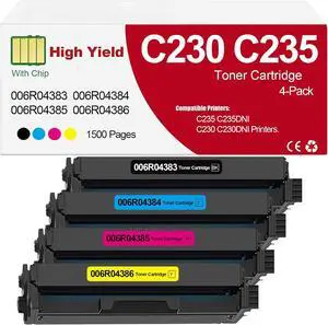 C235 C230 Toner Cartridge Replacement for 006R04383, 006R04384, 006R04385, 006R04386 Compatible for C235 C230 C235DNI C230DNI PrintersBCMY C235 C230 Toner Cartridge Replacement for 006R04383, 006R04384, 006R04385, 006R04386 Compatible for C235 C230 C235DNI C230DNI PrintersBCMY