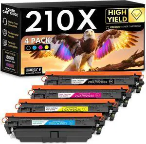 210X High Yield Toner Cartridge Set 4-Pack Black Cyan Magenta Yellow 210X High Yield Toner Cartridge Set 4-Pack Black Cyan Magenta Yellow
