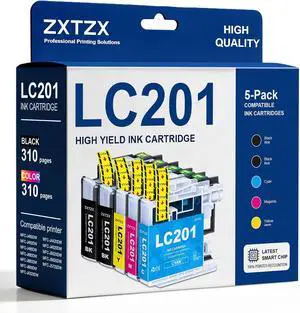 LC201 Ink Cartridges (5-PK, 2BK/1C/1M/1Y) Compatible for Brother LC201 Ink LC201 Ink Cartridges (5-PK, 2BK/1C/1M/1Y) Compatible for Brother LC201 Ink