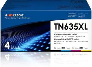 TN635XL TN635 Toner Cartridge Set 4-Pack Compatible with Brother Printers TN635XL TN635 Toner Cartridge Set 4-Pack Compatible with Brother Printers