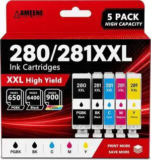 280XXL 281XXL Ink Cartridges High Yield Replacement for Canon Ink PGI-280XXL CLI-281XXL Cartridge for PIXMA TR8620a TR8620 TR8600 TR8520 TR8500 TR7520 TS6120 TS6220 TS9120 (5 Value Pack) 280XXL 281XXL Ink Cartridges High Yield Replacement for Canon Ink PGI-280XXL CLI-281XXL Cartridge for PIXMA TR8620a TR8620 TR8600 TR8520 TR8500 TR7520 TS6120 TS6220 TS9120 (5 Value Pack)