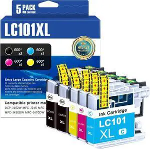 SFINK LC101XL Ink Cartridge High Yield 5-Pack Replacement for Brother LC101 LC103 LC103XL Ink Cartridges Compatible with MFC-J245 MFC-J285DW MFC-J450DW MFC-J470DW Printer (BK/C/M/Y) SFINK LC101XL Ink Cartridge High Yield 5-Pack Replacement for Brother LC101 LC103 LC103XL Ink Cartridges Compatible with MFC-J245 MFC-J285DW MFC-J450DW MFC-J470DW Printer (BK/C/M/Y)