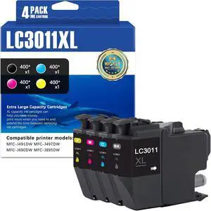 SFINK LC3011XL Ink Cartridges 4-Pack (BK/C/M/Y) High Yield Replacement for Brother LC3011 LC3013 LC3013XL Ink Cartridges Work with MFC-J491DW MFC-J497DW MFC-J690DW MFC-J895DW Printer SFINK LC3011XL Ink Cartridges 4-Pack (BK/C/M/Y) High Yield Replacement for Brother LC3011 LC3013 LC3013XL Ink Cartridges Work with MFC-J491DW MFC-J497DW MFC-J690DW MFC-J895DW Printer
