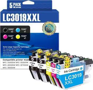 SFINK Compatible for Brother LC3019 Ink Cartridges 5 Pack (BK/C/M/Y) SFINK Compatible for Brother LC3019 Ink Cartridges 5 Pack (BK/C/M/Y)
