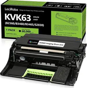 LeciRoba Compatible KVK63 B2360 B3460 B3465 S2830 331-9810 331-9811 Drum Unit Imaging Drum Unit Replacement for Dell B2360d, B2360dn, B3460dn, B3465dn, B3465dnf, S2830dn Printer (NOT Toner Cartridge) LeciRoba Compatible KVK63 B2360 B3460 B3465 S2830 331-9810 331-9811 Drum Unit Imaging Drum Unit Replacement for Dell B2360d, B2360dn, B3460dn, B3465dn, B3465dnf, S2830dn Printer (NOT Toner Cartridge)