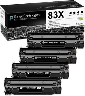 83X High-Yield Toner Cartridge (4-Pack,Black) Compatible 83X CF283X Toner Cartridges Replacement for HP Laser Pro M201dw MFP M125nw M125a M127fn M127fw M225dn M225dw Printer 83X High-Yield Toner Cartridge (4-Pack,Black) Compatible 83X CF283X Toner Cartridges Replacement for HP Laser Pro M201dw MFP M125nw M125a M127fn M127fw M225dn M225dw Printer